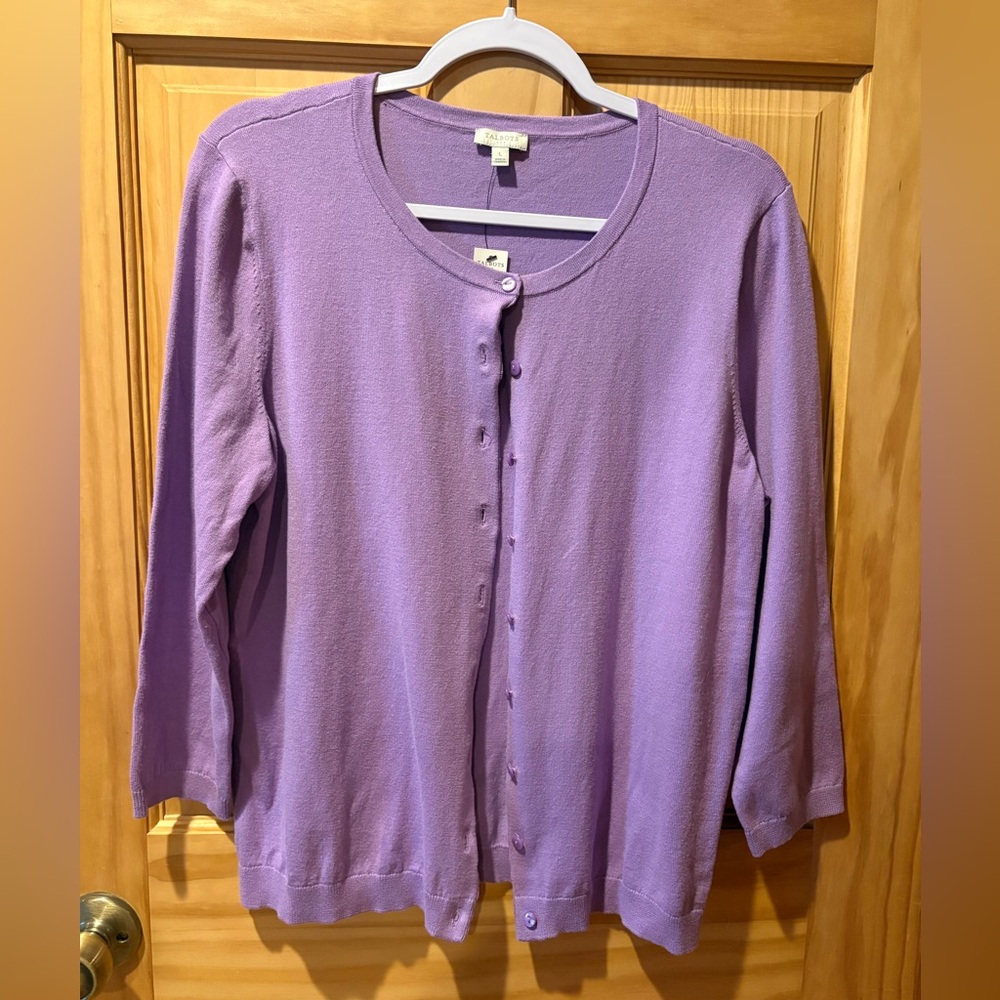 Talbots lavender button-down cardigan sweater wom… - image 1